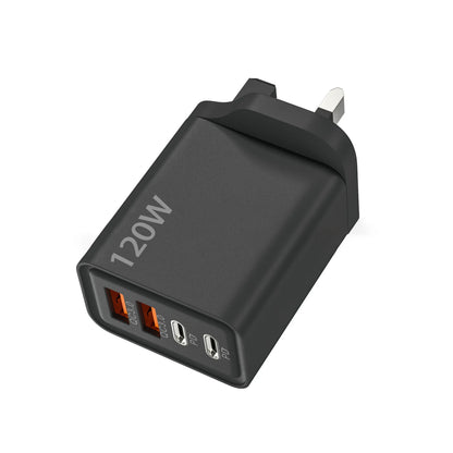 Total 120W 4 Port USB Type C Charger Fast Charging Data Cable USB Phone Charger Adapter for Samsung IPhone Xiaomi Wall Charger