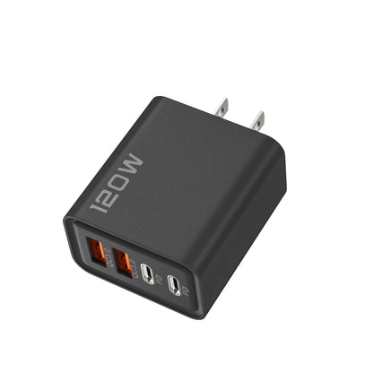 Total 120W 4 Port USB Type C Charger Fast Charging Data Cable USB Phone Charger Adapter for Samsung IPhone Xiaomi Wall Charger