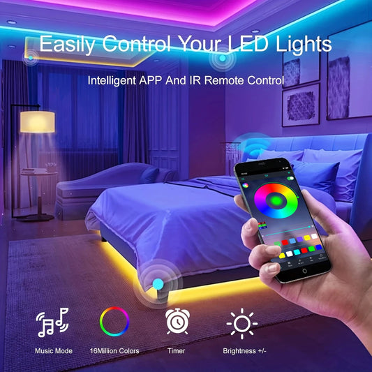 40M/131Ft LED Strip Lights APP Control Color Changing RGB Led Light Flexible Lamp Tape for Room Decoration TV Backlight Diode