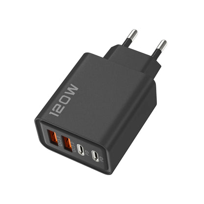Total 120W 4 Port USB Type C Charger Fast Charging Data Cable USB Phone Charger Adapter for Samsung IPhone Xiaomi Wall Charger