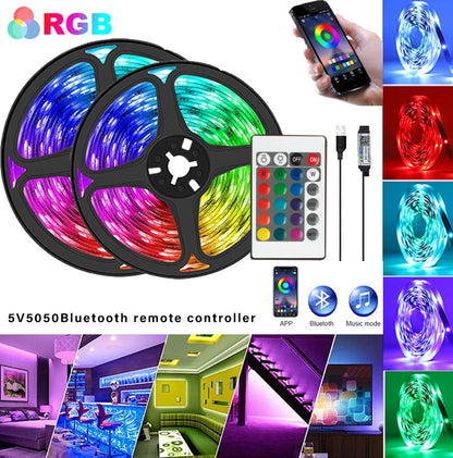 RGB USB LED strip light, 24-key remote control, 60 LED/m RGB tape SMD2835 flexible TV LED backlight, suitable for bedroom, party