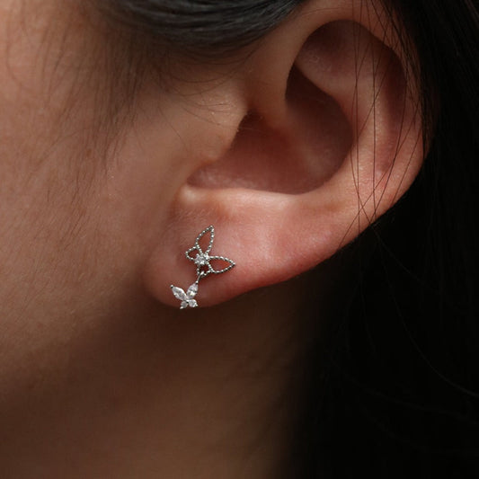 Twin butterfly dangle earrings-0