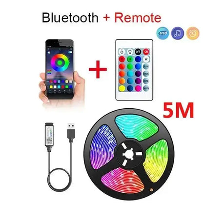 RGB USB LED strip light, 24-key remote control, 60 LED/m RGB tape SMD2835 flexible TV LED backlight, suitable for bedroom, party
