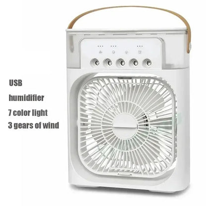 Summer Cooling Fan 3 In 1 Portable Desktop Humidifier USB Mini Air Conditioners Night Light Water Mist For Home, Office